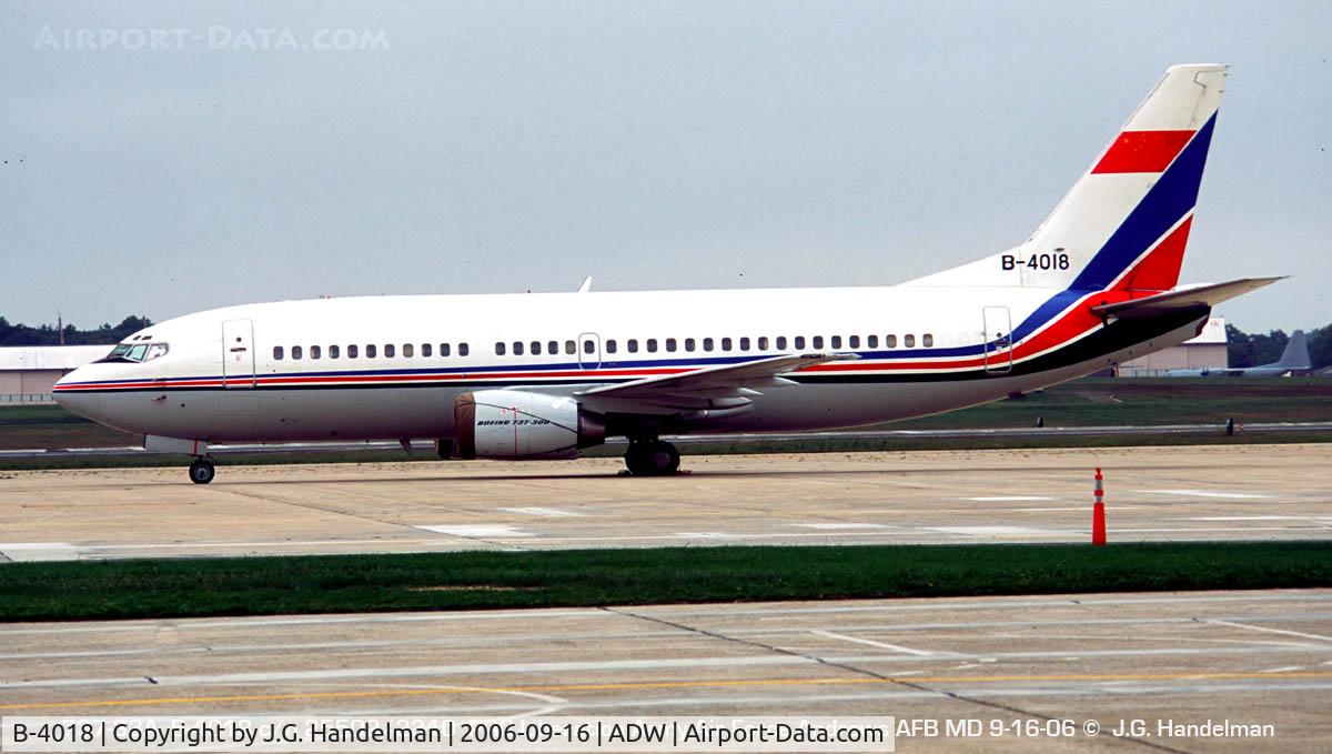 B-4018, 1992 Boeing 737-33A C/N 25502, PRC PLAAF 737-33A at Andrews AFB MD