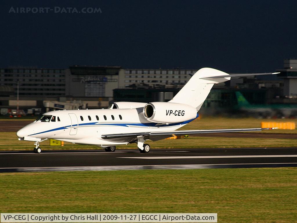 VP-CEG, 2007 Cessna 750 Citation X Citation X C/N 750-0277, Cessna 750 Citation 10 departing from RW 23R as the storm clouds roll in