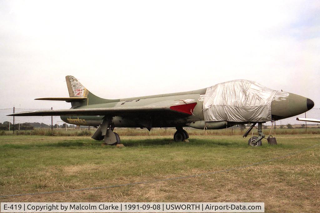 E-419, Hawker Hunter F.51 C/N 41H-680278, Hawker Hunter F51 at The North East Aircraft Museum, Usworth, UK in 1991.