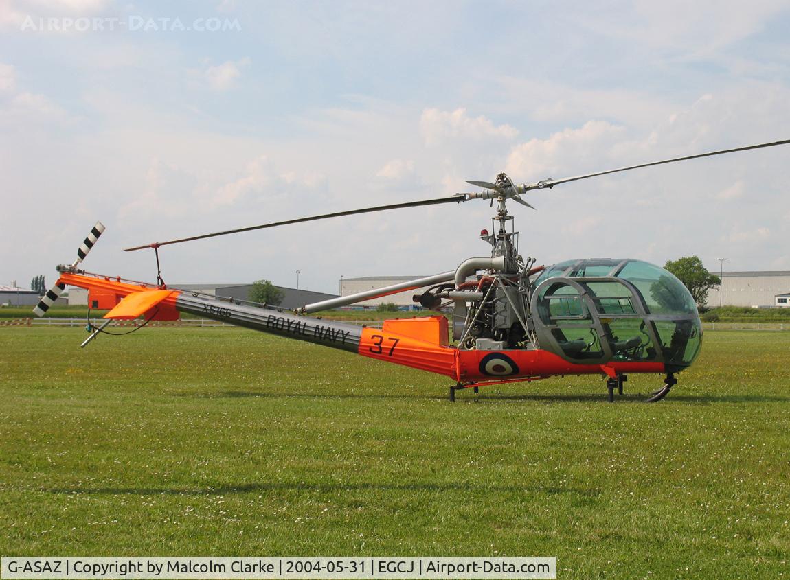 G-ASAZ, 1960 Hiller UH-12E C/N 2070, Hiller HT2 (UH-12E4). Displayed as XS165 (37) of the Royal Navy at Sherburn's May Fly-in in 2004.