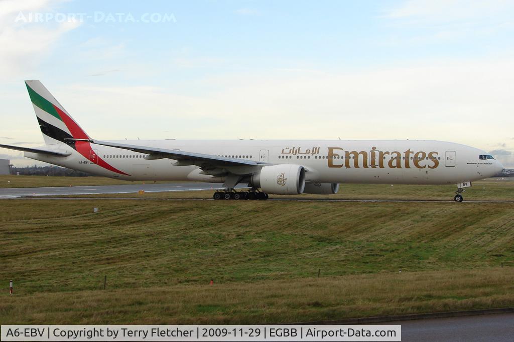 A6-EBV, 2006 Boeing 777-31H/ER C/N 32728, Emirates B777 arrives at Birmingham