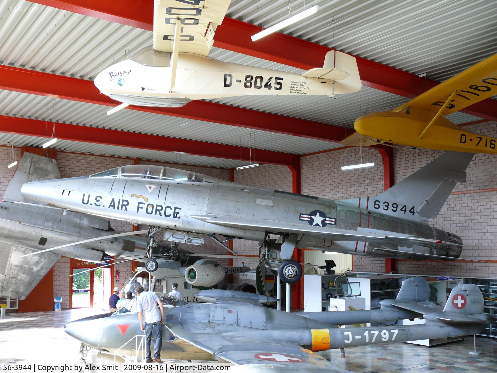 56-3944, 1956 North American F-100F Super Sabre C/N 243-220, North American TF-100F Super Sabre 56-3944 US Air Force in the Hermerskeil Museum Flugausstellung Junior