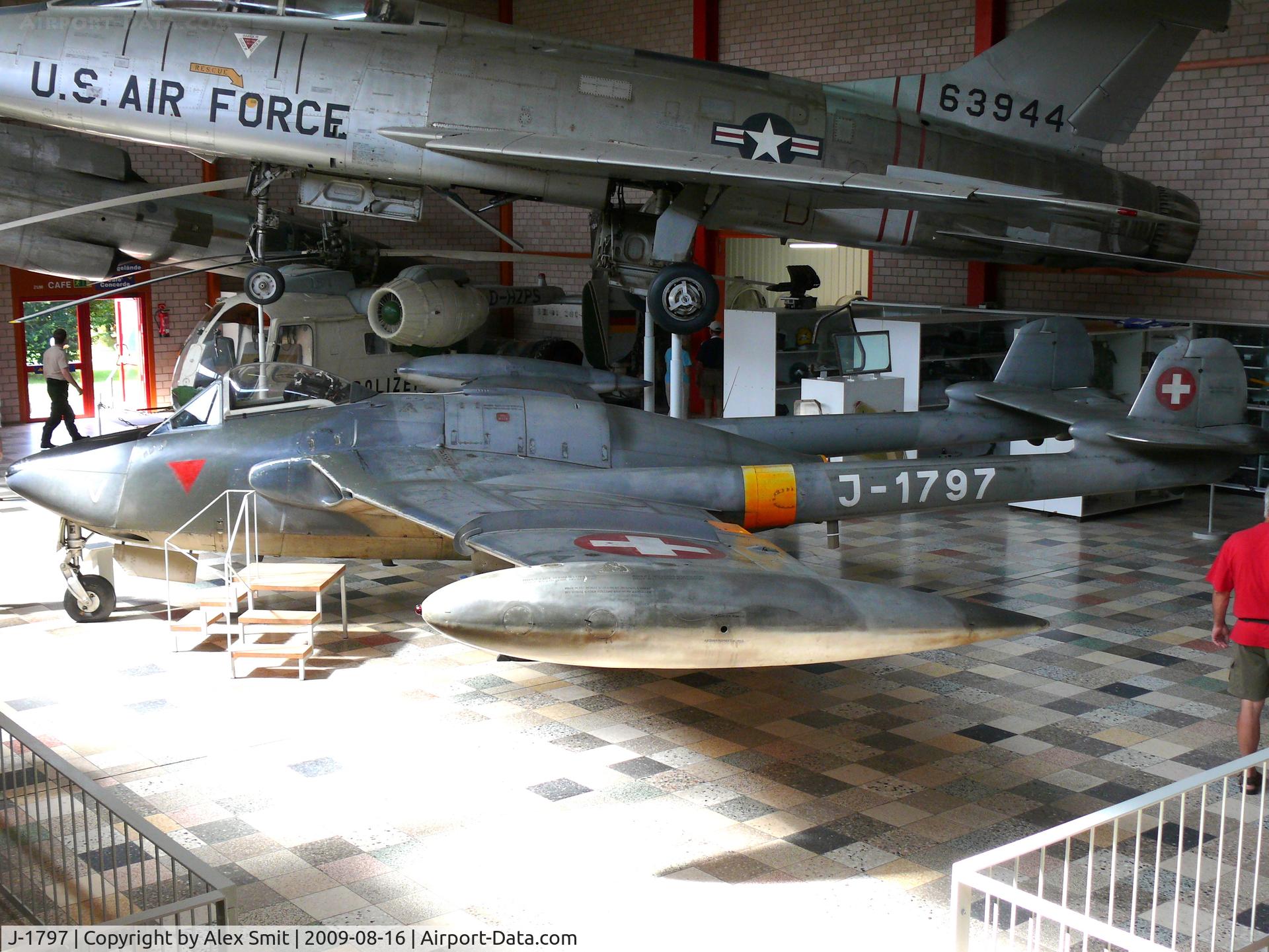J-1797, De Havilland (F+W Emmen) DH-112 Venom FB.54 C/N 967, De Havilland DH112 Venom B4 J-1797 Swiss Air Force in the Hermerskeil Museum Flugausstellung Junior