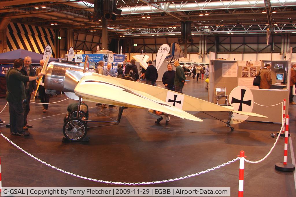G-GSAL, 2008 Fokker EIII Replica C/N GS-101, Exhibited at the NEC Birmingham (UK) - 2009 ' The Flying Show '