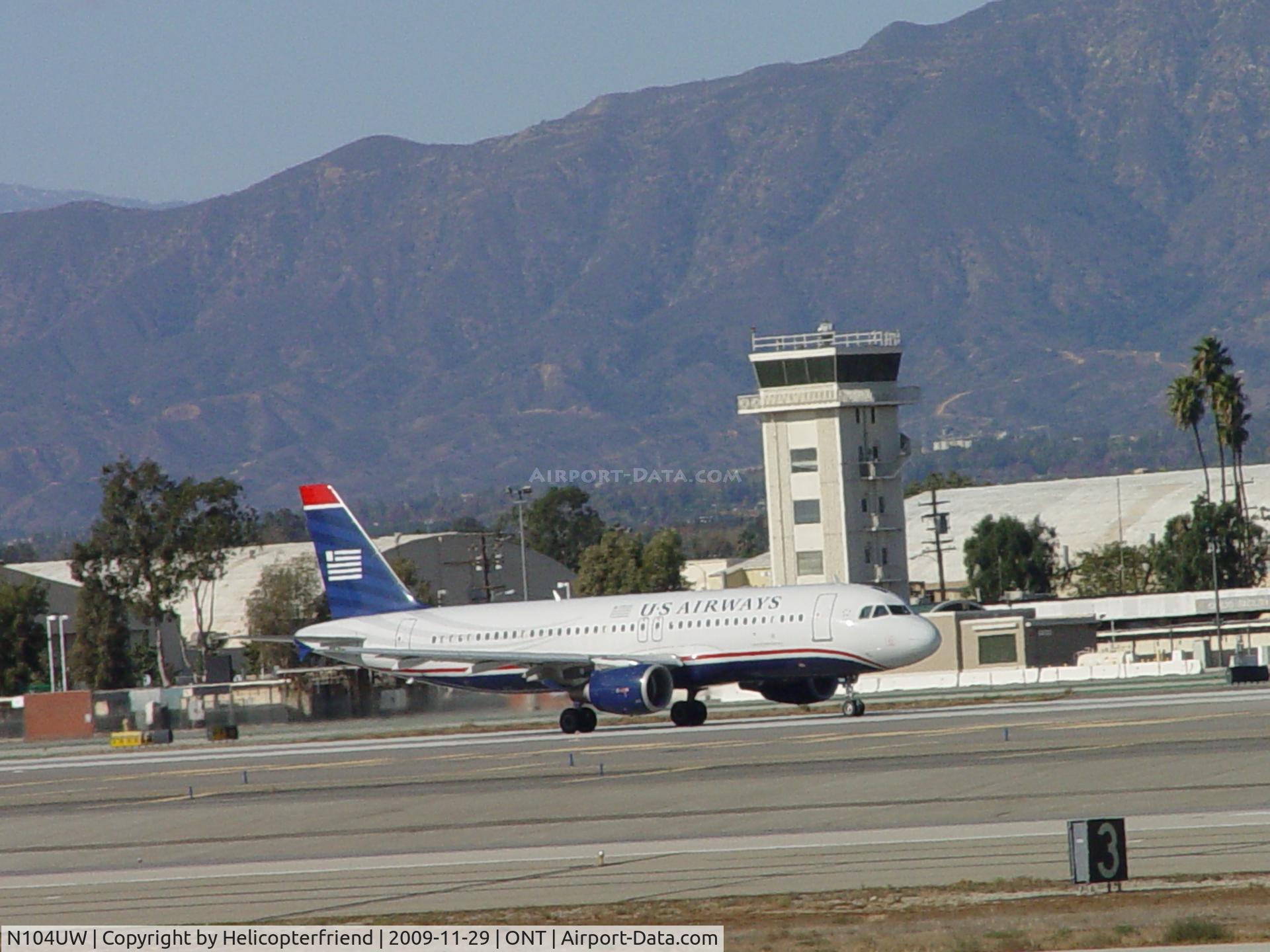N104UW, 1999 Airbus A320-214 C/N 0863, Notice exhaust, starting take off roll, eastbound due to winds
