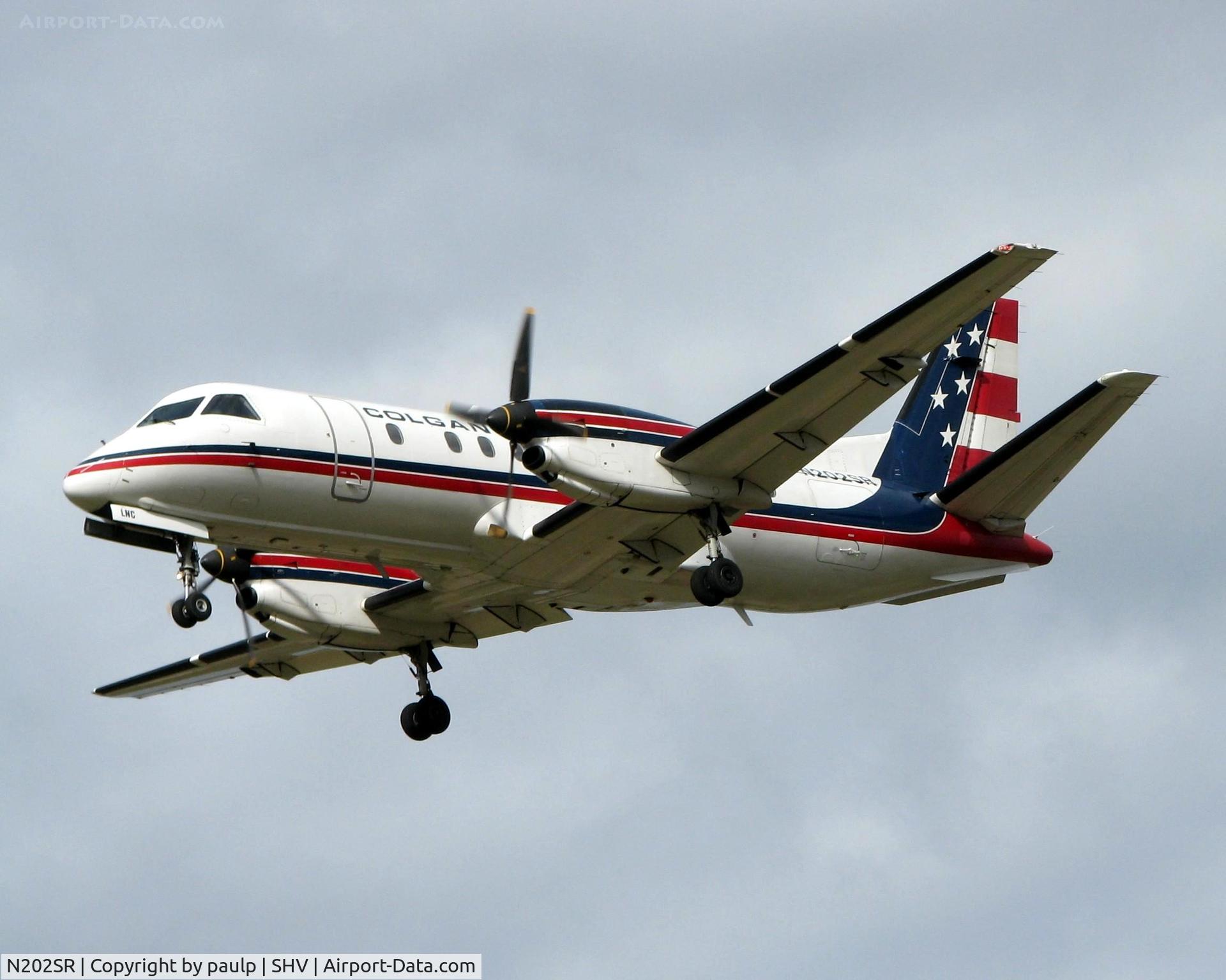 N202SR, 1990 Saab 340B C/N 340B-202, Landing on 23 at Shreveport Regional.