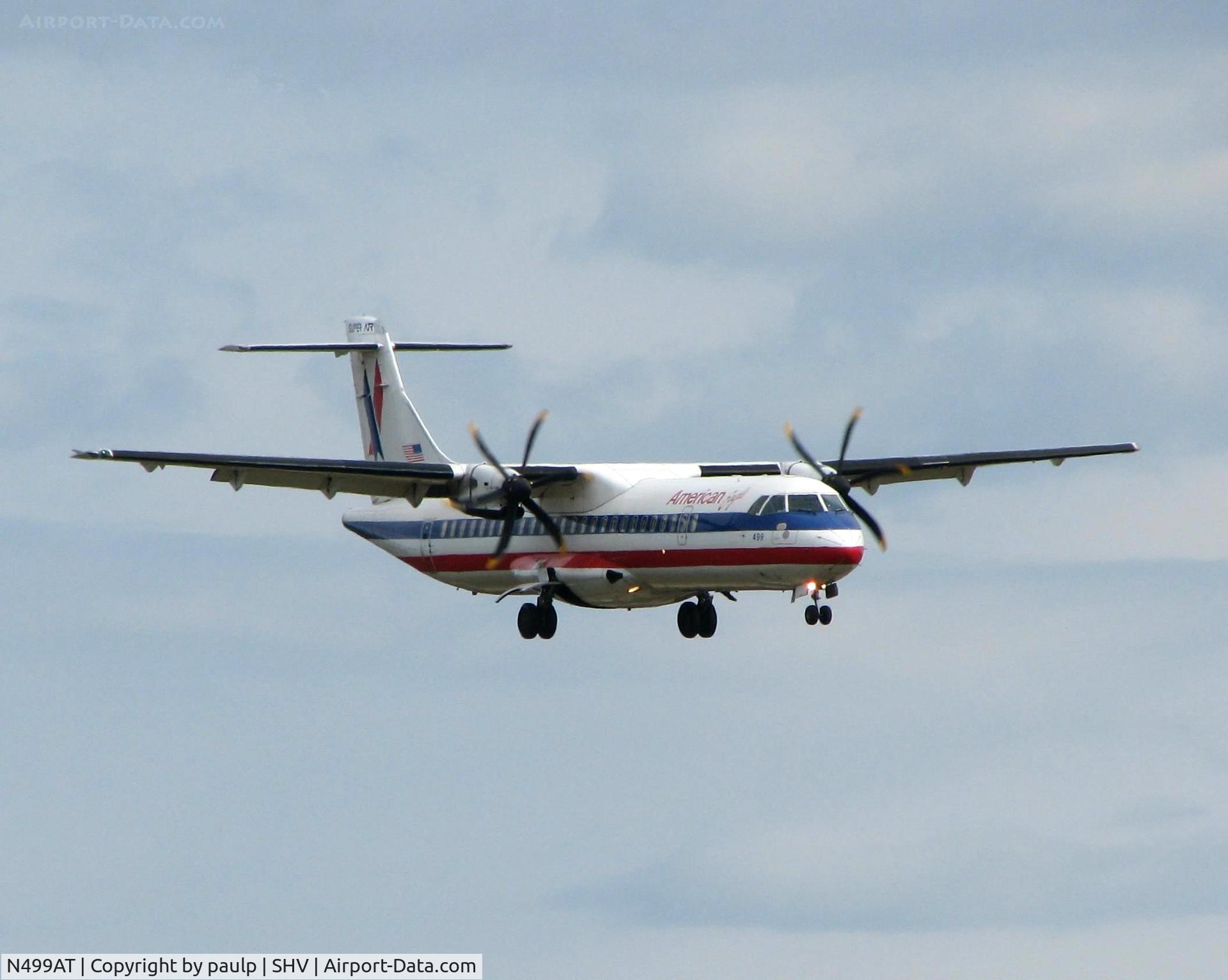 N499AT, 1997 ATR 72-212A C/N 499, Landing on 23 at Shreveport Regional.