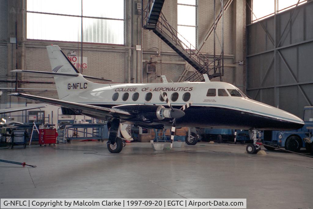 G-NFLC, 1969 Handley Page HP137 Jetstream 1 C/N 222, Handley Page HP-137 Jetstream 1 in the hanger at The College of Aeronautics, Cranfield in 1997.