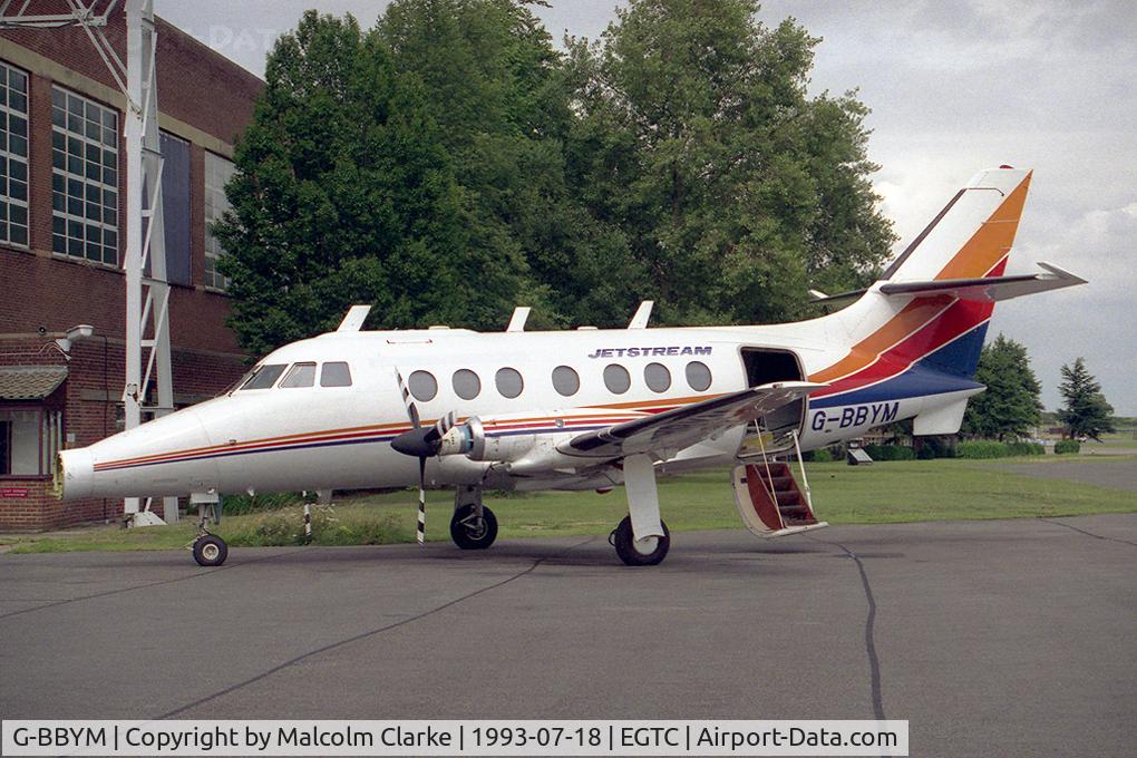 G-BBYM, 1969 Handley Page HP137 Jetstream 2 C/N 243, Handley Page HP-137 Jetstream 200. At Cranfield's College of Aeronautics whilst carrying out development for British Aerospace.