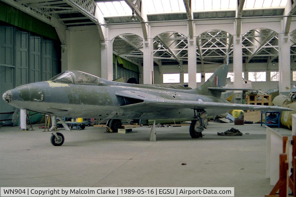 WN904, 1954 Hawker Hunter F.2 C/N S4/U/2912, Hawker Hunter F2 at the Imperial War Museum, Duxford in 1989.