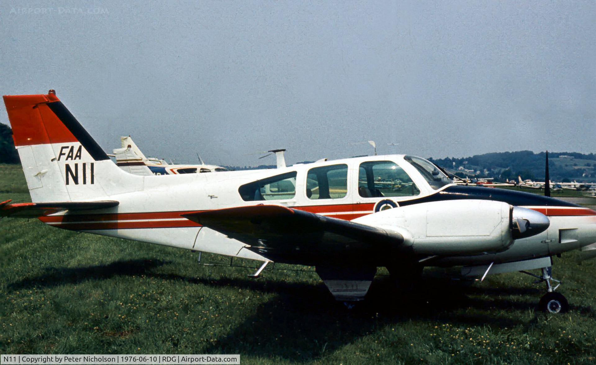 N11, 1965 Beech 95-B55 (T42A) Baron C/N TC-881, This Baron represented the Federal Aviation Administration at the 1976 Reading Airshow.
