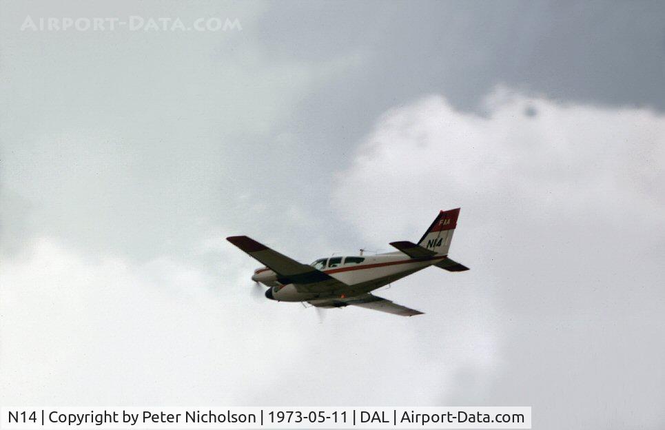 N14, 1965 Beech 95-B55 (T42A) Baron C/N TC-876, This FAA Baron was seen at Love Field in May 1973.