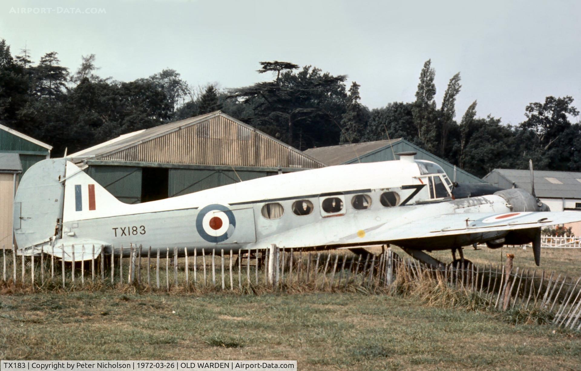TX183, Avro 652A Anson C.19 C/N Not found TX183, Plans were for this Anson C.19 of the Shuttleworth Trust seen at Old Warden in the Spring of 1972 to be made airworthy.