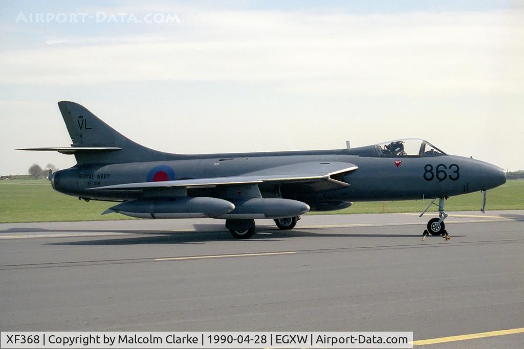 XF368, 1956 Hawker Hunter GA.11 C/N HABL-003097, Hawker Hunter GA11.  From RN FRADU, Yeovilton, and seen at RAF Waddington Photocall 1990.