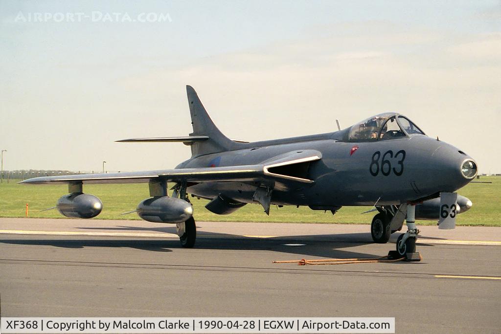 XF368, 1956 Hawker Hunter GA.11 C/N HABL-003097, Hawker Hunter GA11.  From RN FRADU, Yeovilton, and seen at RAF Waddington Photocall 1990.