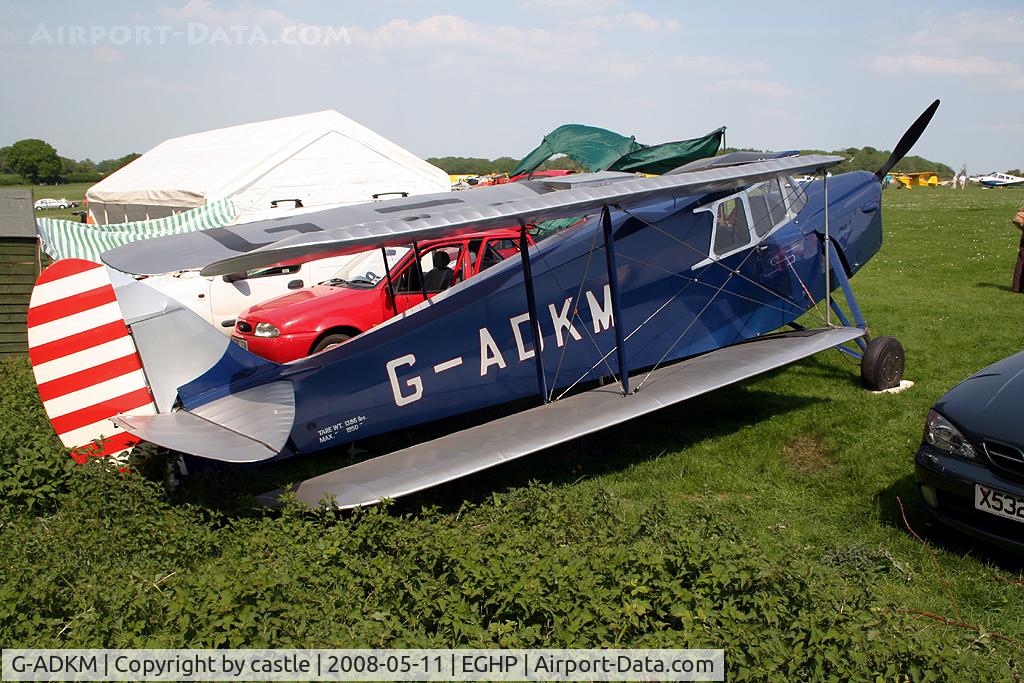 G-ADKM, 1935 De Havilland DH.87B Hornet Moth C/N 8037, seen here @ Popham