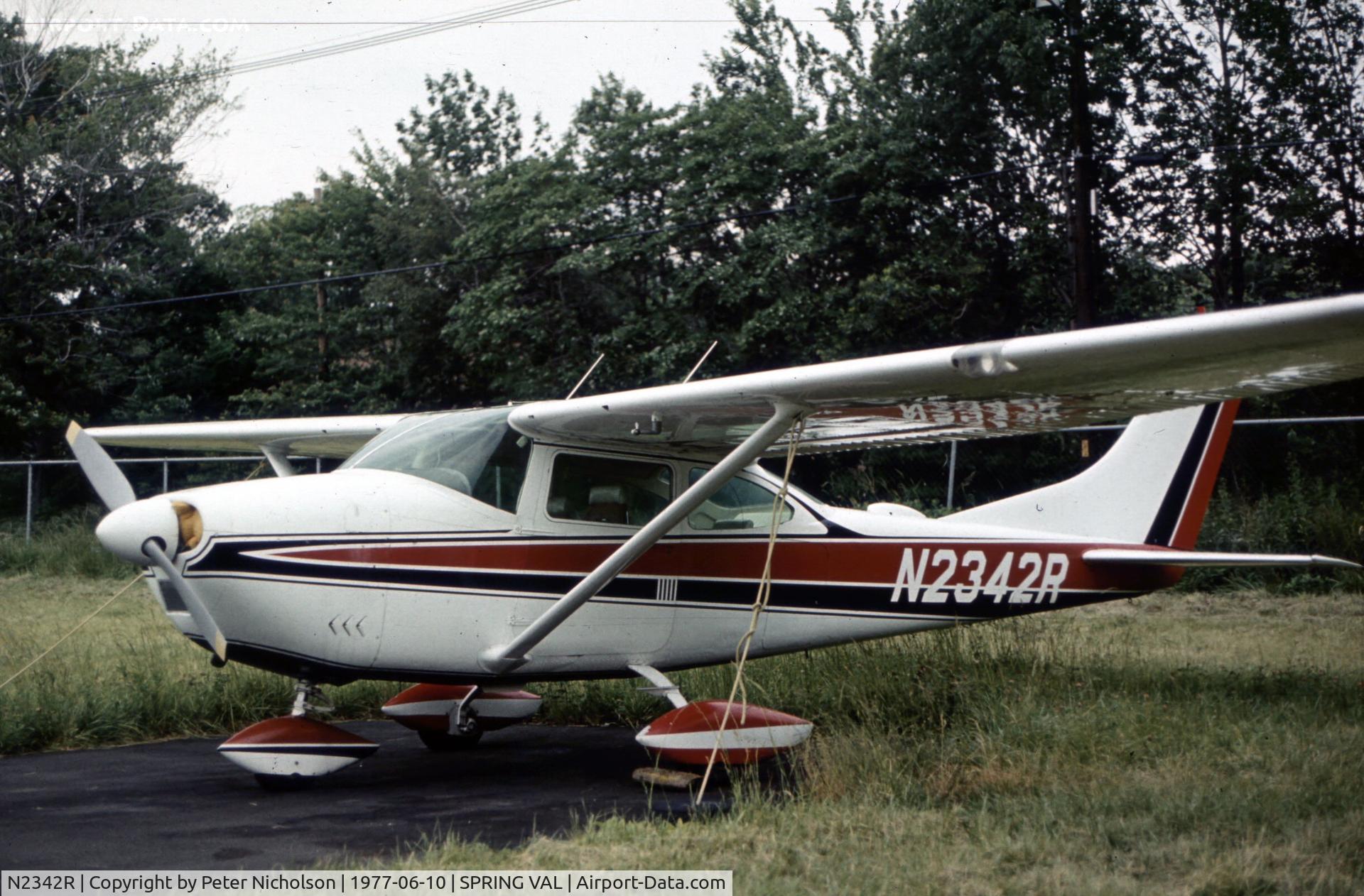 N2342R, 1964 Cessna 182G Skylane C/N 18255442, This Cessna 182Q Skylane was parked at Spring Valley Airport, New York State in the Summer of 1977 - the airport closed in 1985.