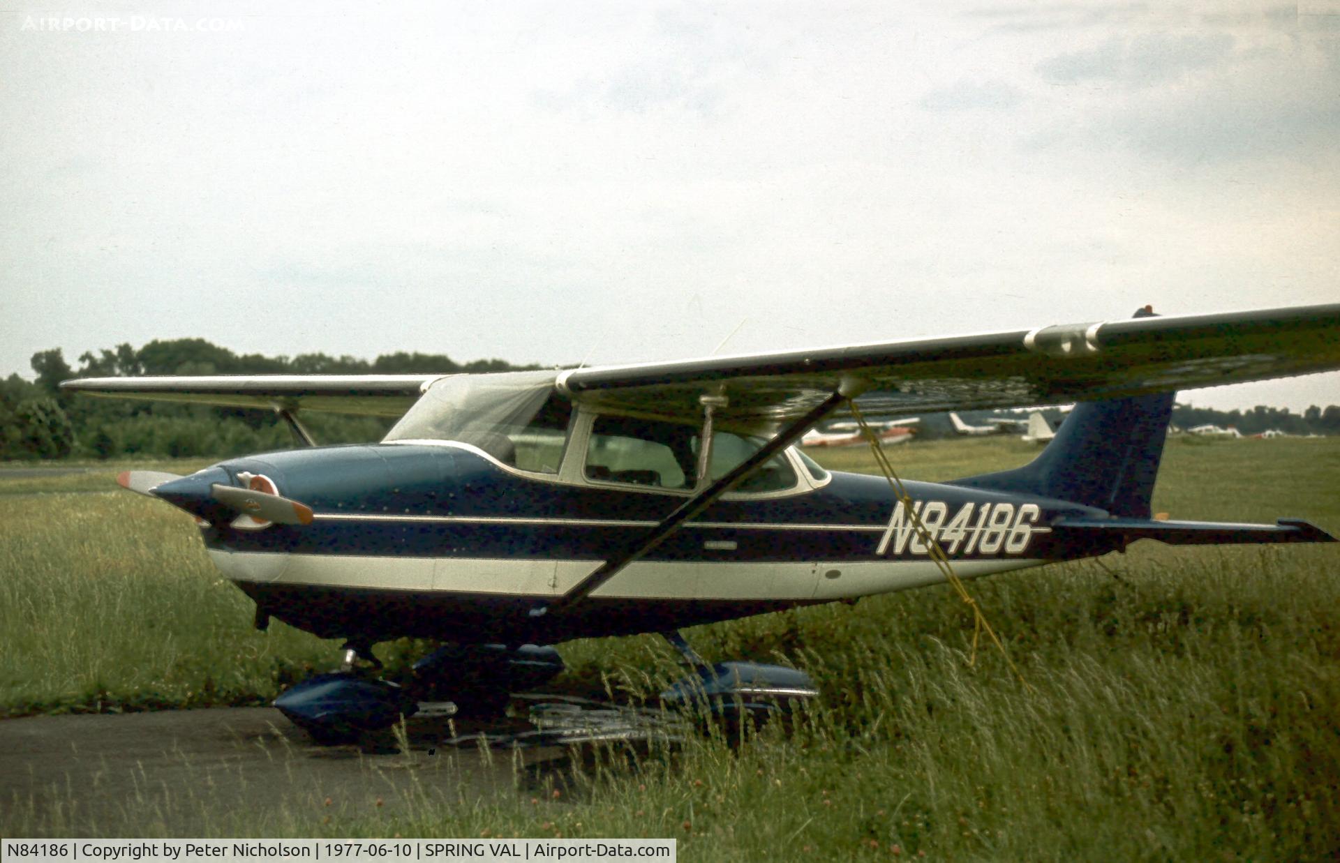 N84186, 1969 Cessna 172K Skyhawk C/N 17258369, This Cessna Skyhawk was seen at Spring Valley Airport, New York State in the Summer of 1977 - the airport closed in 1985.