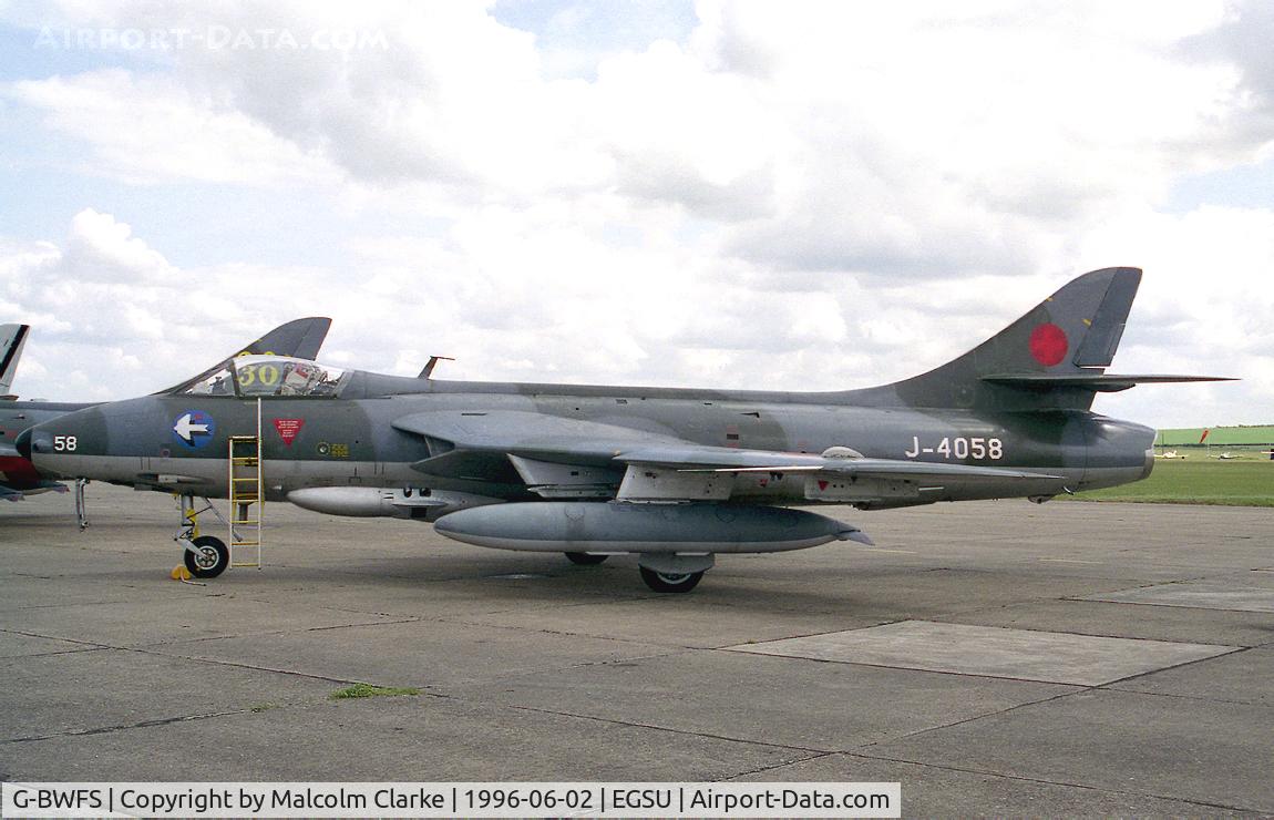 G-BWFS, 1959 Hawker Hunter F.58 C/N 41H-697425, Hawker Hunter F58. Ex Swiss Air Force Hunter J-4058 at Duxfords Classic Jet & Fighter Display in 1996.