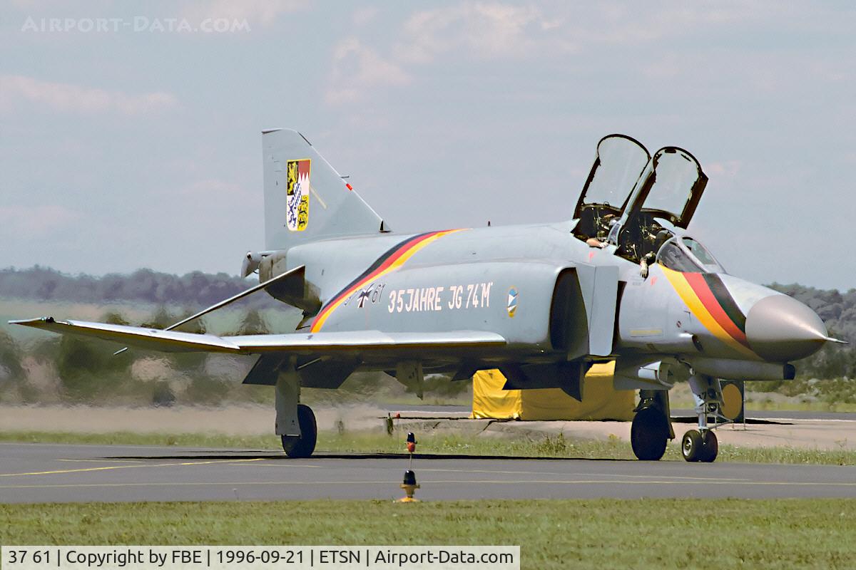 37 61, 1972 McDonnell Douglas F-4F Phantom II C/N 4497, returning from the flying display during the 35th anniversary air show at Fliegerhorst Neuburg