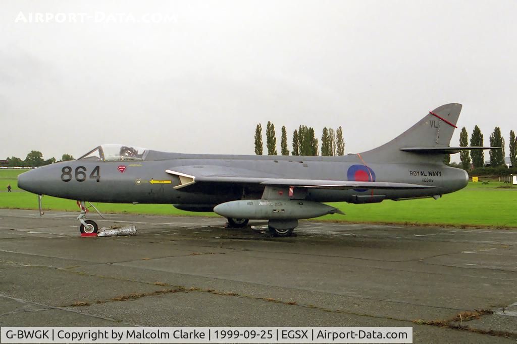G-BWGK, 1955 Hawker Hunter GA.11 C/N HABL-003032, Hawker Hunter GA11 at a North Weald photo shoot in 1999.