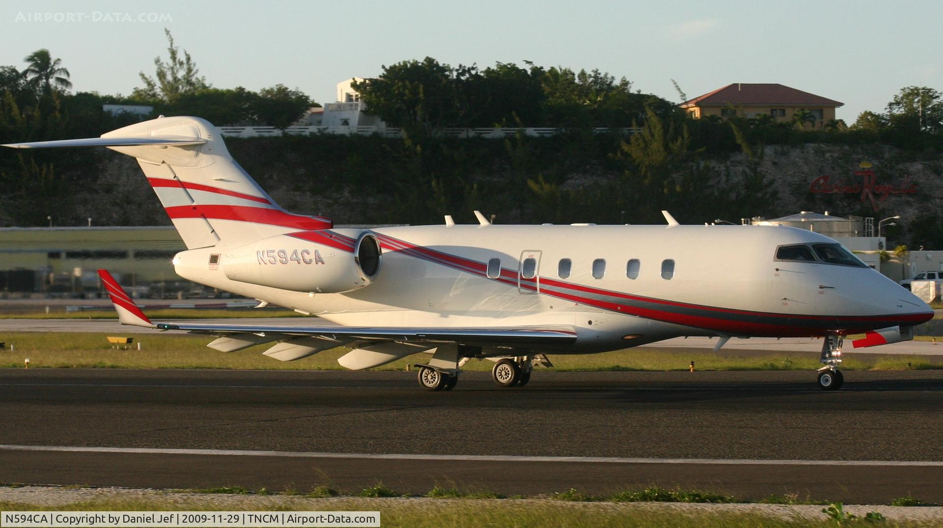 N594CA, 2005 Bombardier Challenger 300 (BD-100-1A10) C/N 20082, N549CA departing St Maarten