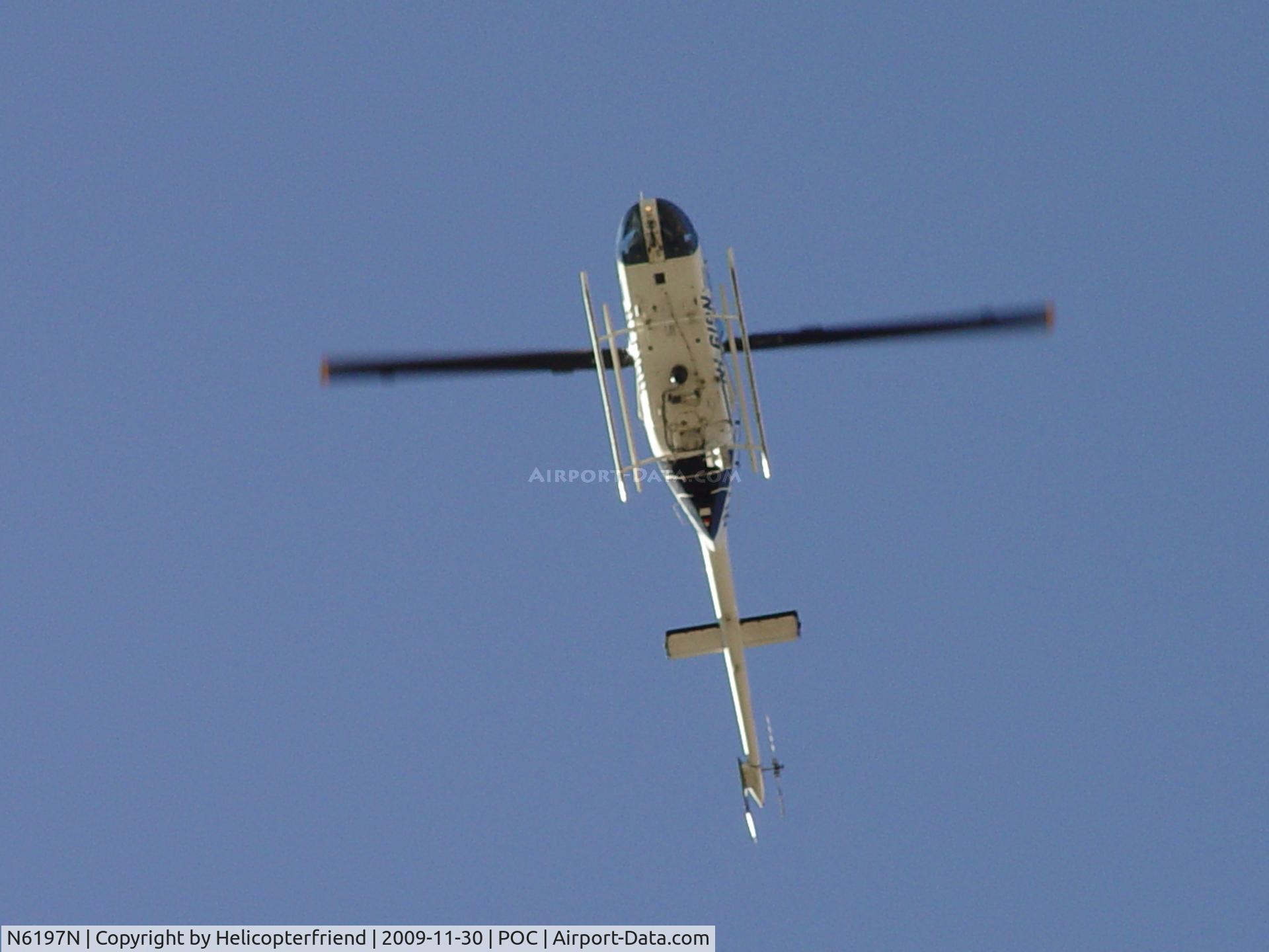 N6197N, 1993 Bell 206L-4 LongRanger IV LongRanger C/N 52014, Passing directly overhead on downwind to 26L