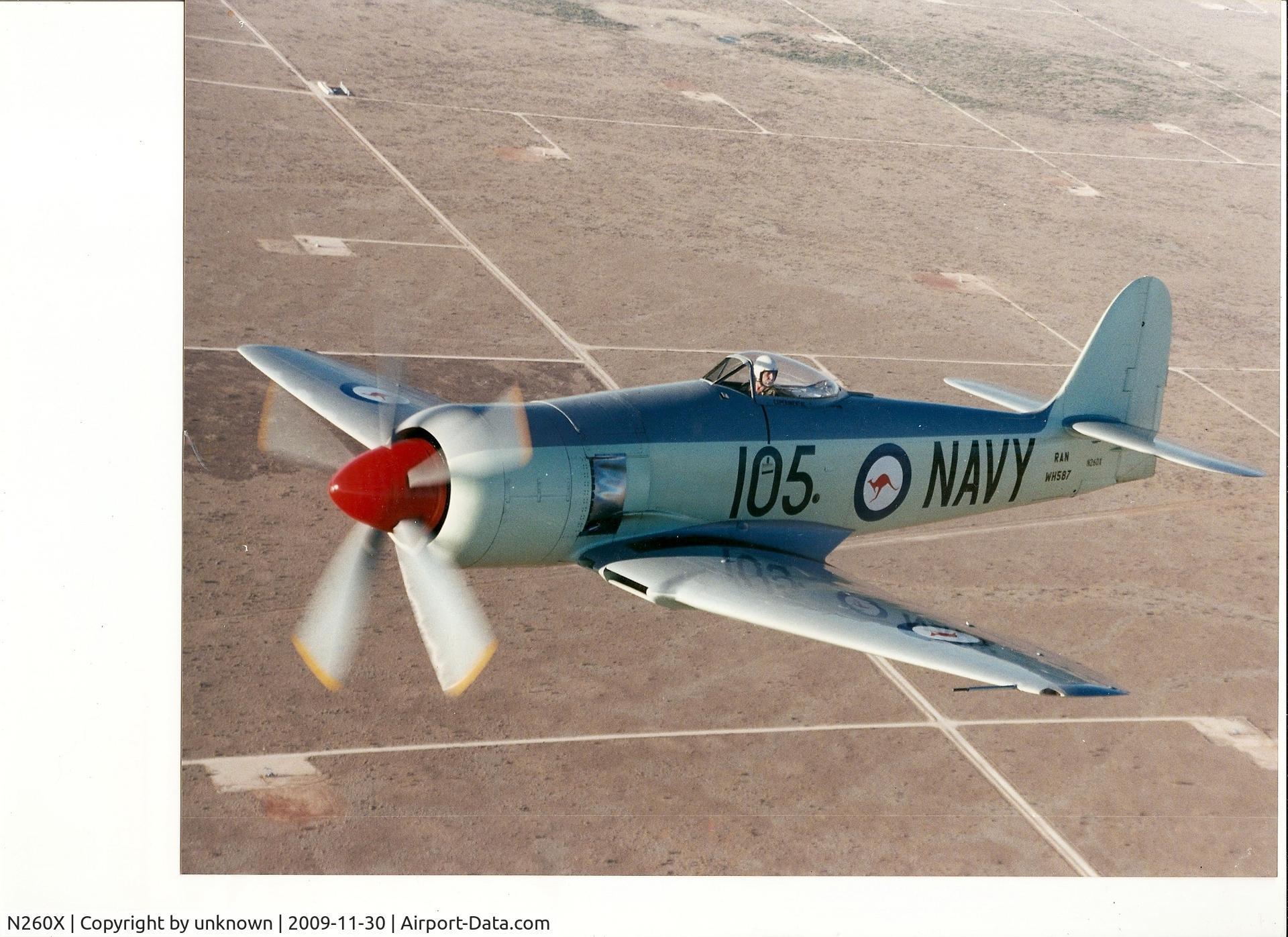 N260X, 1951 Hawker Sea Fury FB11 C/N 41H/636334, In Flighy