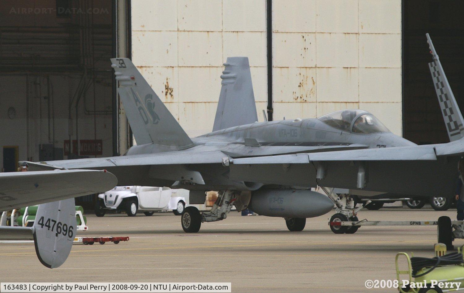 163483, 1988 McDonnell Douglas F/A-18C Hornet C/N 0714/C042, Getting a tow from the back row