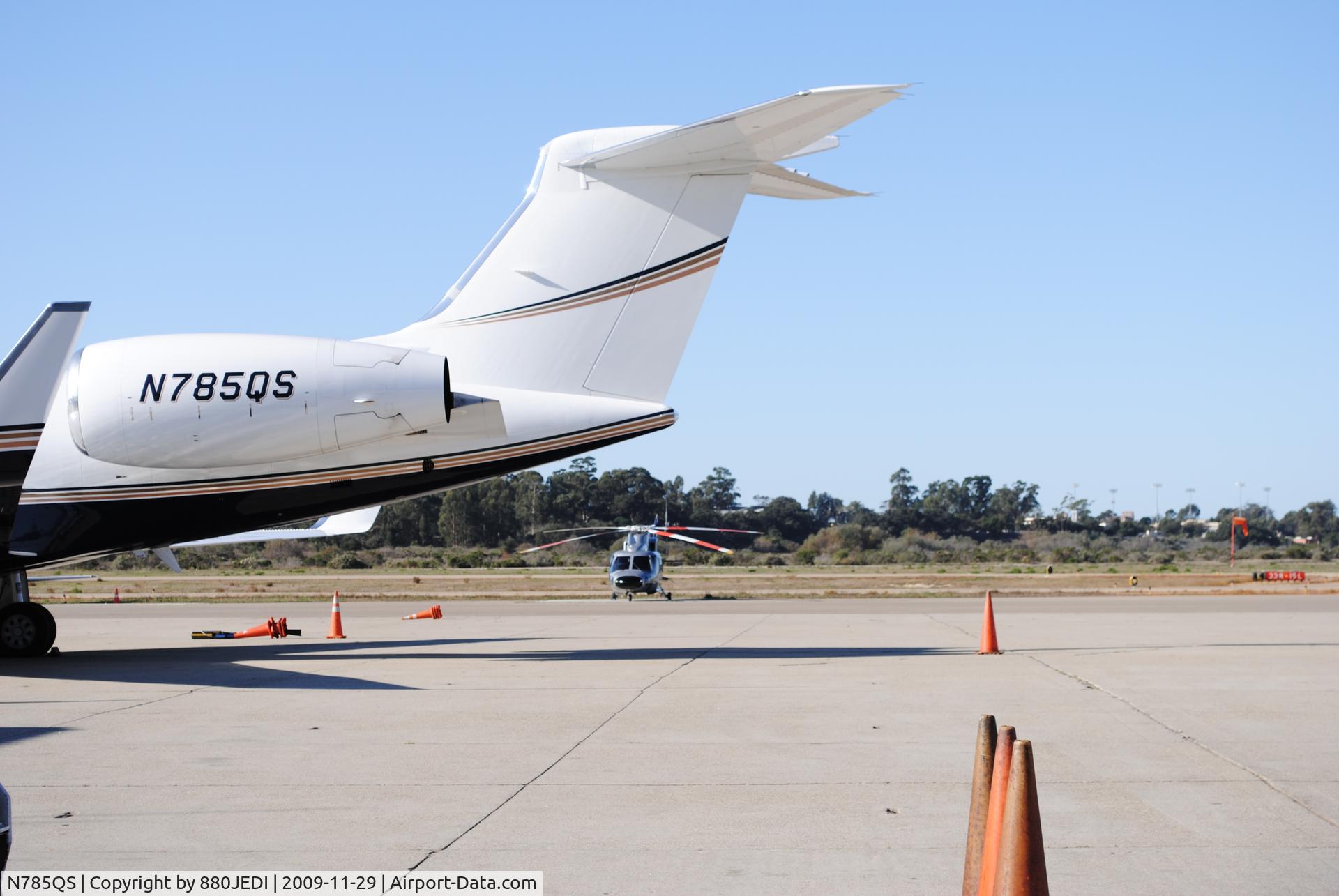 N785QS, 2007 Gulfstream Aerospace GV-SP (G550) C/N 5157, Parked at Santa Barbara airport