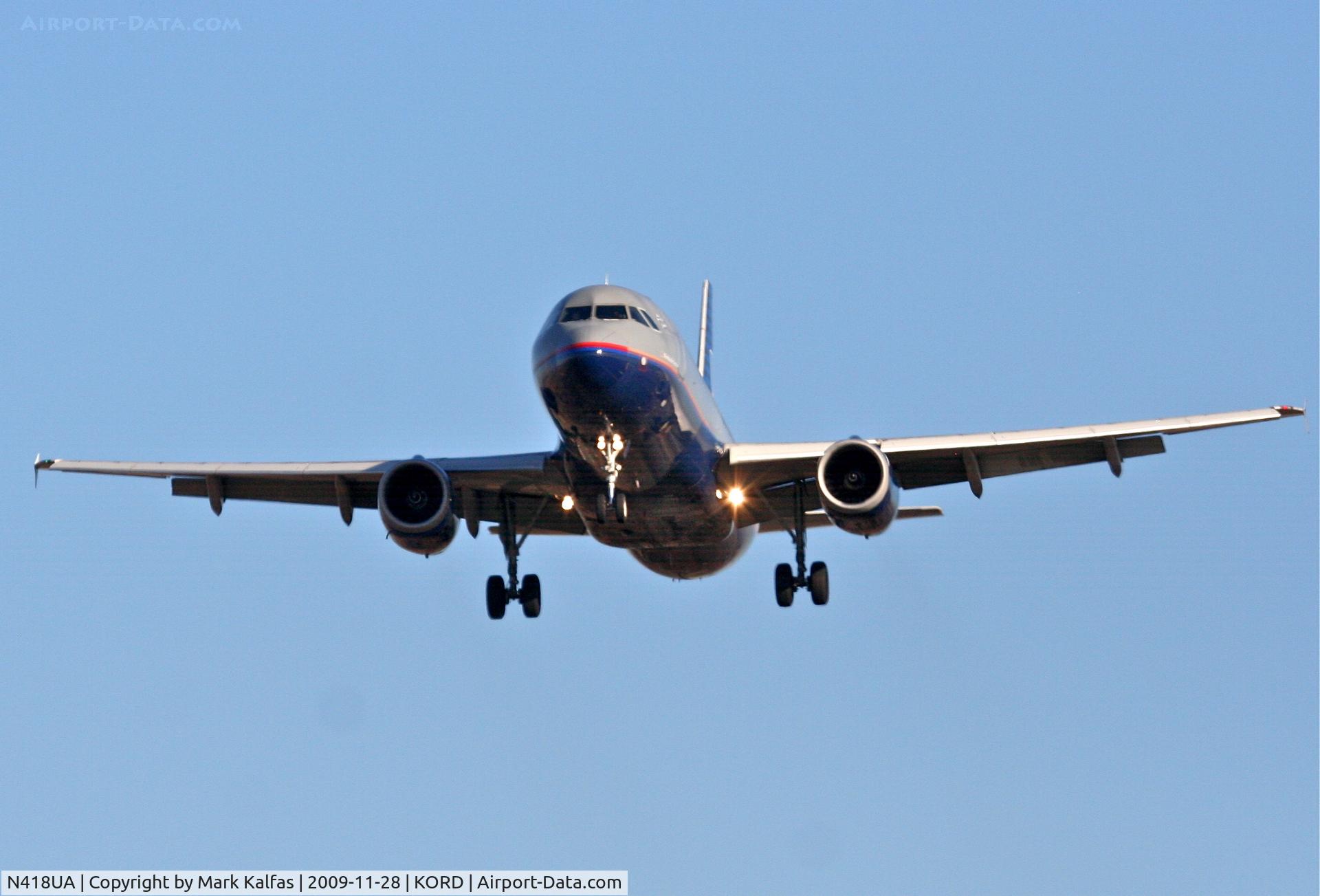 N418UA, 1994 Airbus A320-232 C/N 485, United Airlines A320-232, UAL681 short final 27L arriving from KLGA.