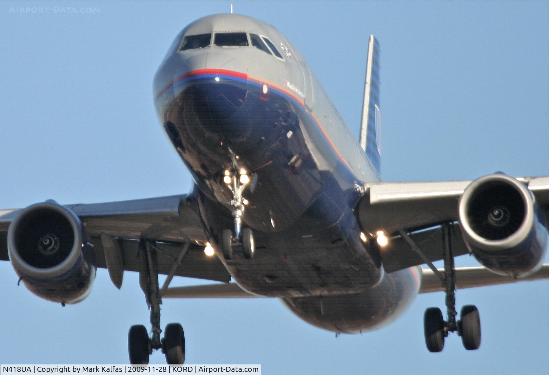 N418UA, 1994 Airbus A320-232 C/N 485, United Airlines A320-232, UAL681 short final 27L arriving from KLGA.