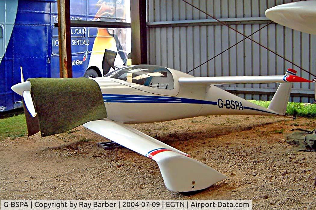 G-BSPA, 1986 QAC Quickie Q2 C/N 2227, QAC Quickie Q2 [2227] Enstone~G 09/07/2004. Seen at its home base of Enstone. Cover over nose to protect from dust blowing into engine area.