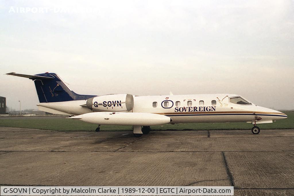 G-SOVN, 1987 Gates Learjet 35A C/N 35A-614, Gates Learjet 35A at Cranfield Airport, UK in 1989.