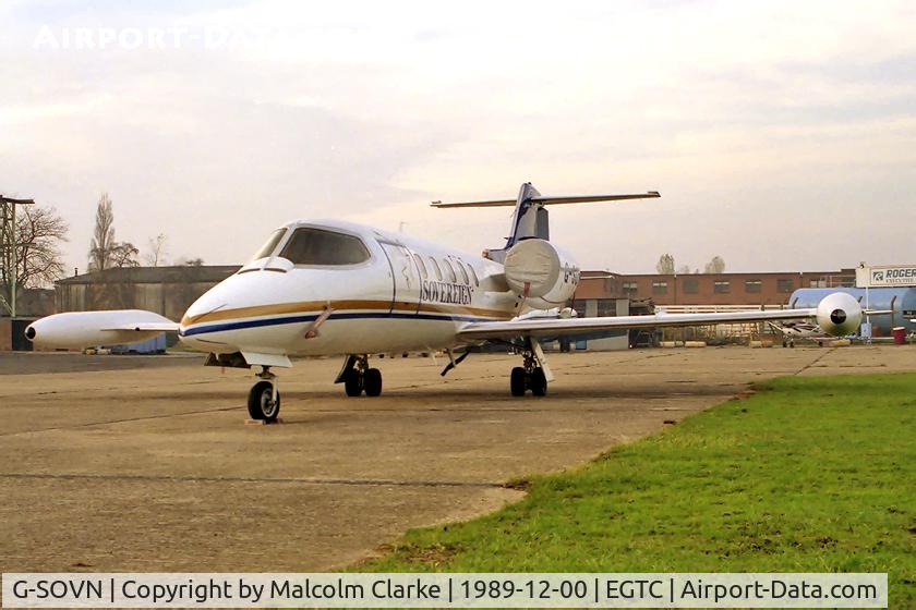G-SOVN, 1987 Gates Learjet 35A C/N 35A-614, Gates Learjet 35A at Cranfield Airport, UK in 1989.