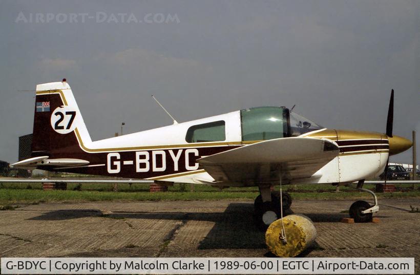 G-BDYC, 1976 Grumman American AA-1B Trainer C/N AA1B-0617, American Aviation AA-1B Trainer at Cranfield Airport in 1989.