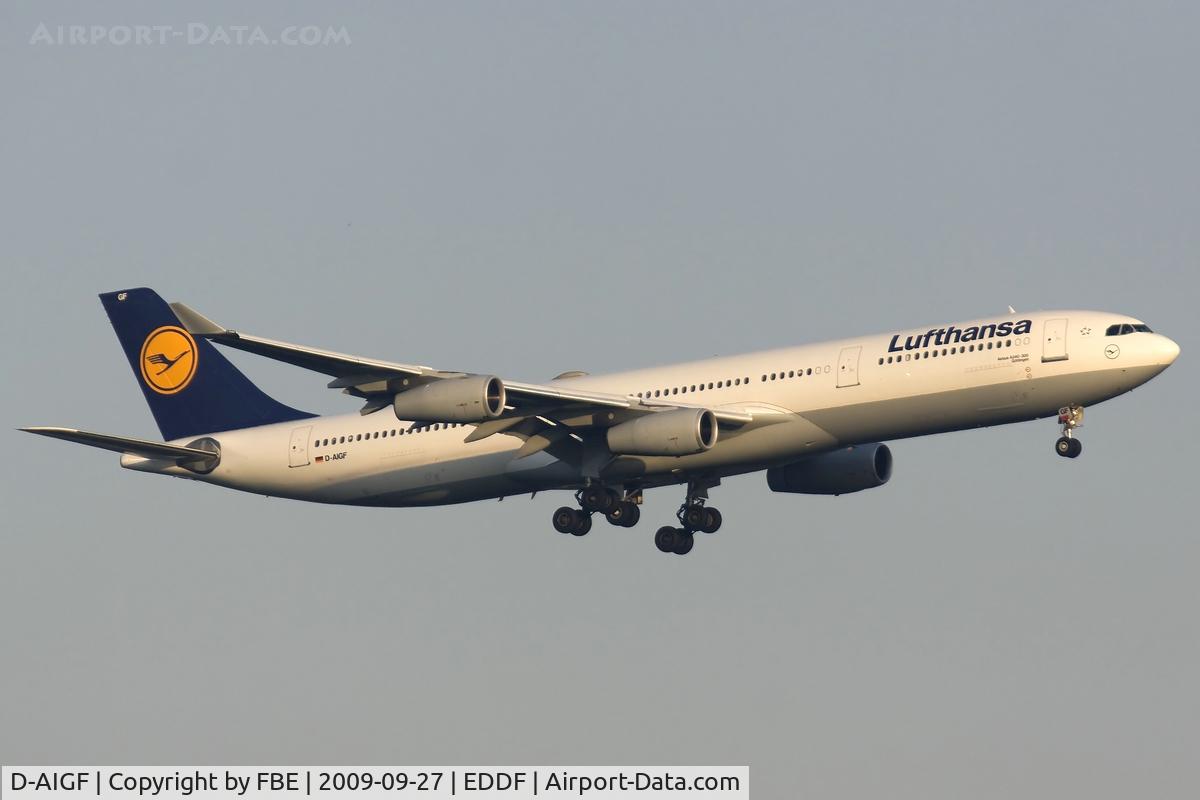 D-AIGF, 1994 Airbus A340-311 C/N 035, early morning arrival