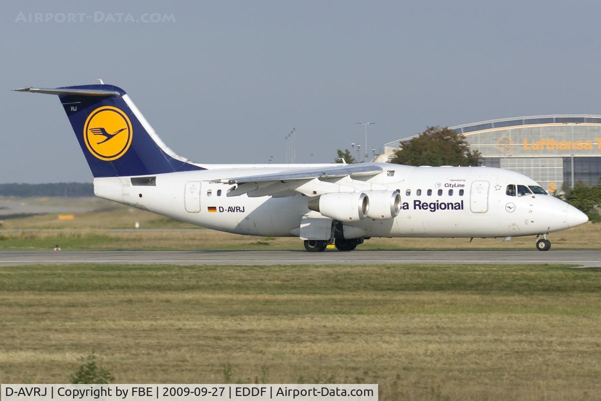 D-AVRJ, 1996 British Aerospace Avro 146-RJ85 C/N E.2277, departing EDDF via RW18W