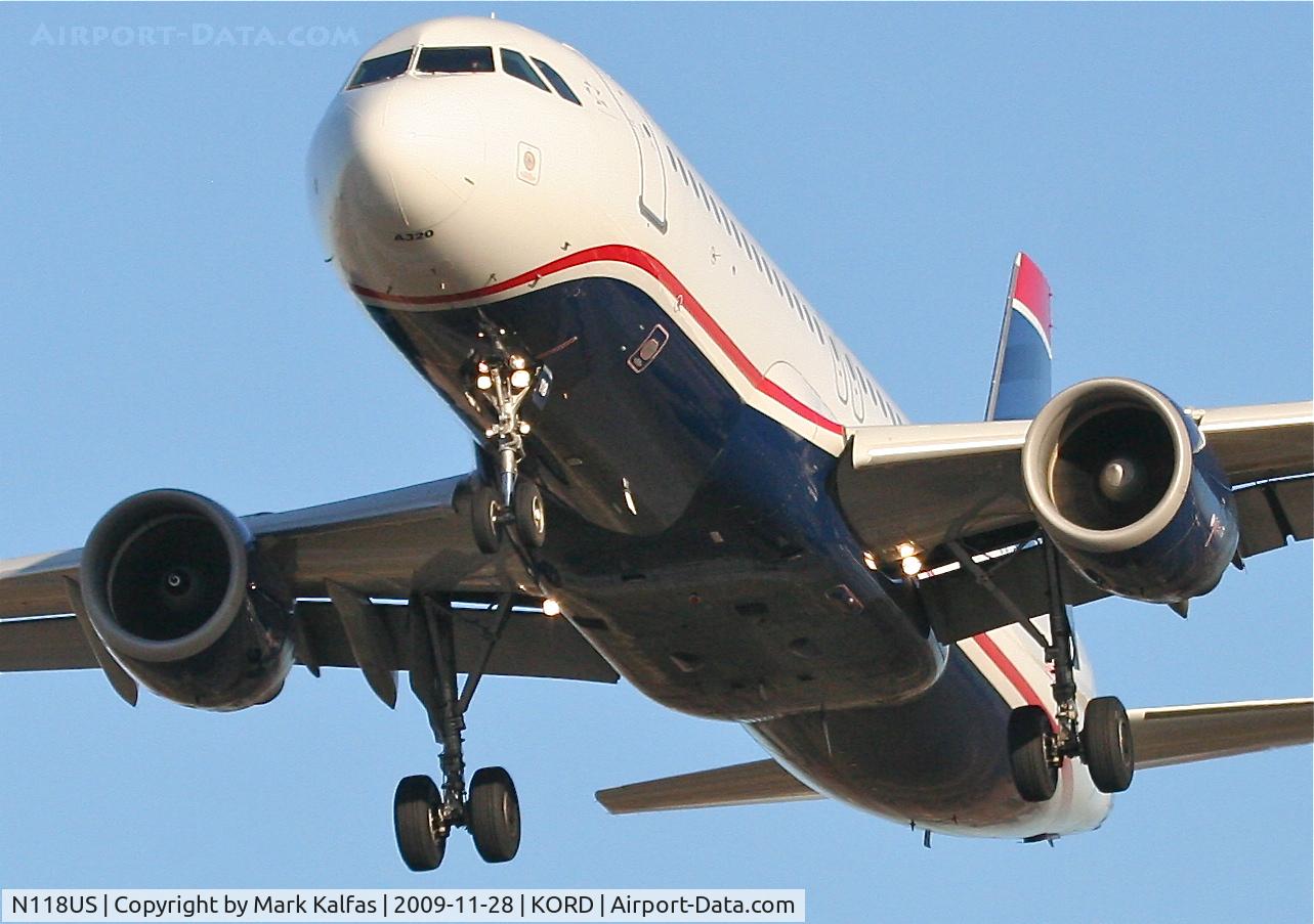 N118US, 2000 Airbus A320-214 C/N 1264, US Airways A320-214, AWE1996 27L approach, arriving from KPHL.