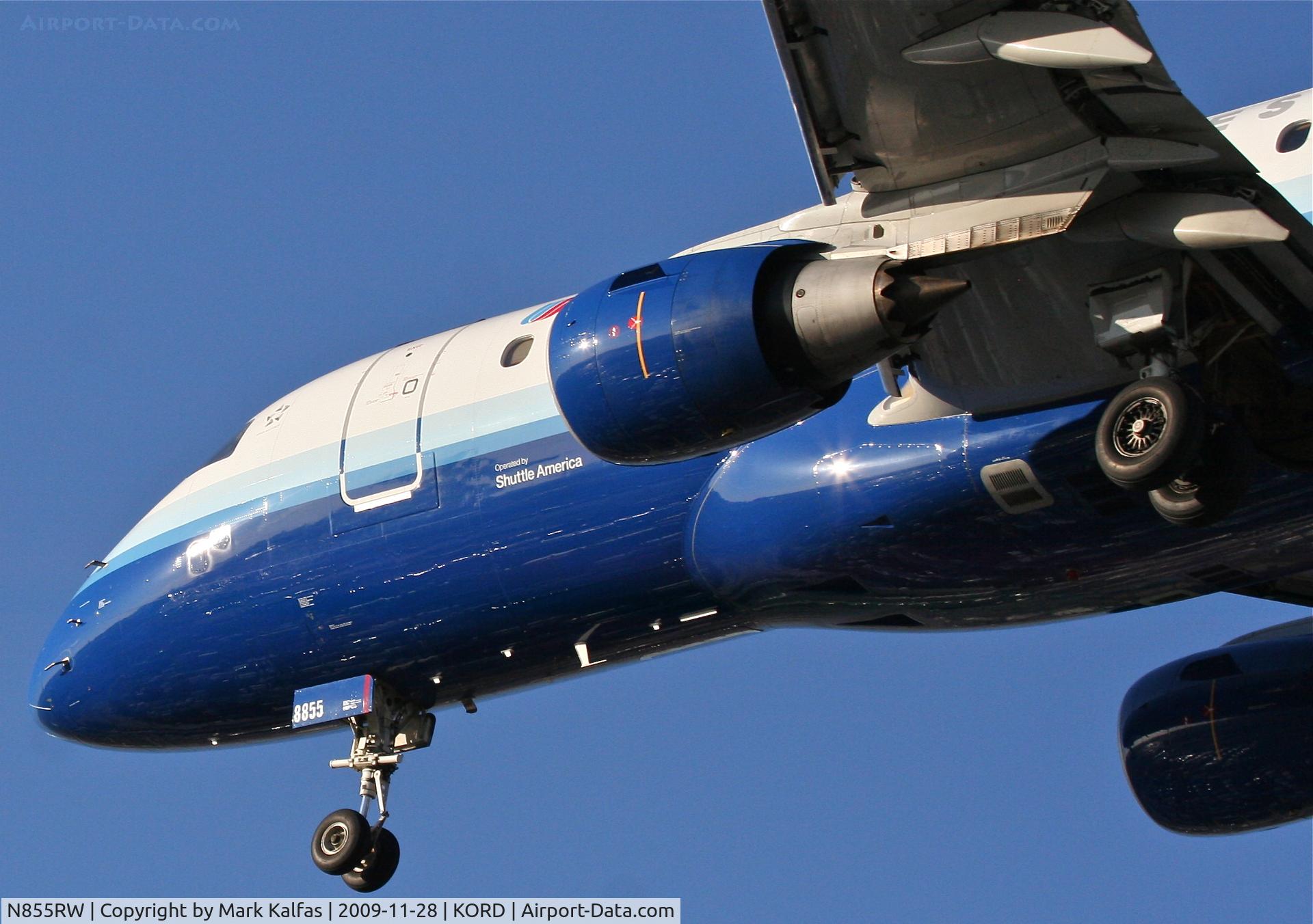 N855RW, 2005 Embraer 170SE (ERJ-170-100SE) C/N 17000077, Shuttle America ERJ 170-100 SE, TCF7612 on final 27L, arriving from CYYZ.