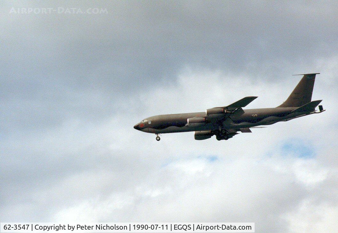 62-3547, 1963 Boeing KC-135R Stratotanker C/N 18530, KC-135R Stratotanker on practice approach to Lossiemouth in the Summer of 1990.