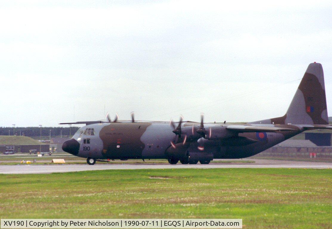 XV190, 1967 Lockheed C-130K Hercules C.3 C/N 382-4210, Hercules C.3 of the Lyneham Transport Wing preparing to depart Lossiemouth in the Summer of 1990.