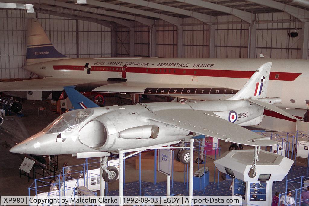 XP980, Hawker Siddeley P.1127 C/N P-05, Hawker Siddeley P-1127. Pictured at the Fleet Air Arm Museum, Yeovilton, XP980 was the fifth of six P.1127 development aircraft and was first flown on February 24th 1963.