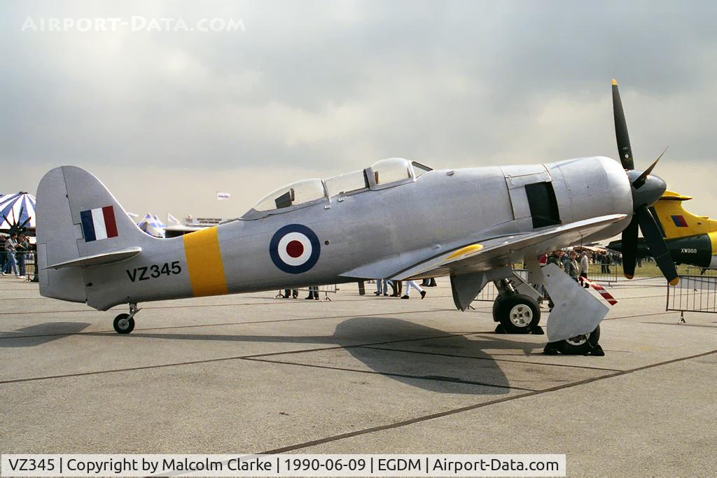 VZ345, 1950 Hawker Sea Fury T.20 C/N ES.8503, Hawker Sea Fury. T20S At the Battle of Britain Airshow, A&AEE, Boscombe Down in 1990.