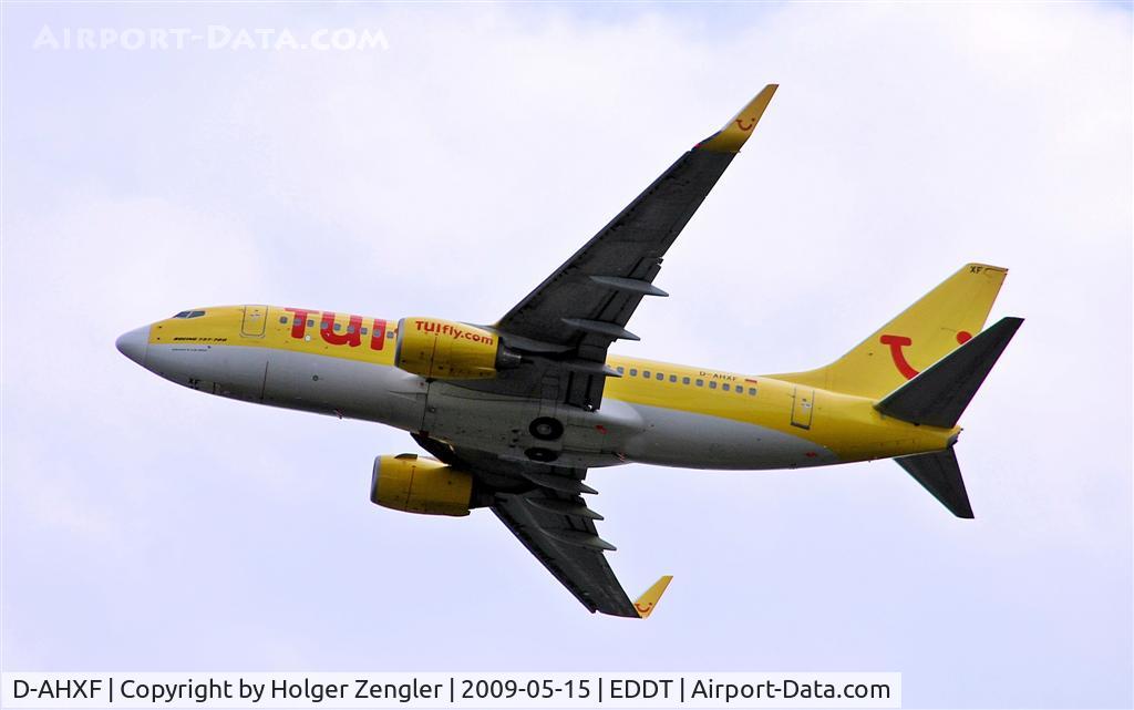 D-AHXF, 2007 Boeing 737-7K5 C/N 35136, Tourist-Carrier after take off on runway 08R