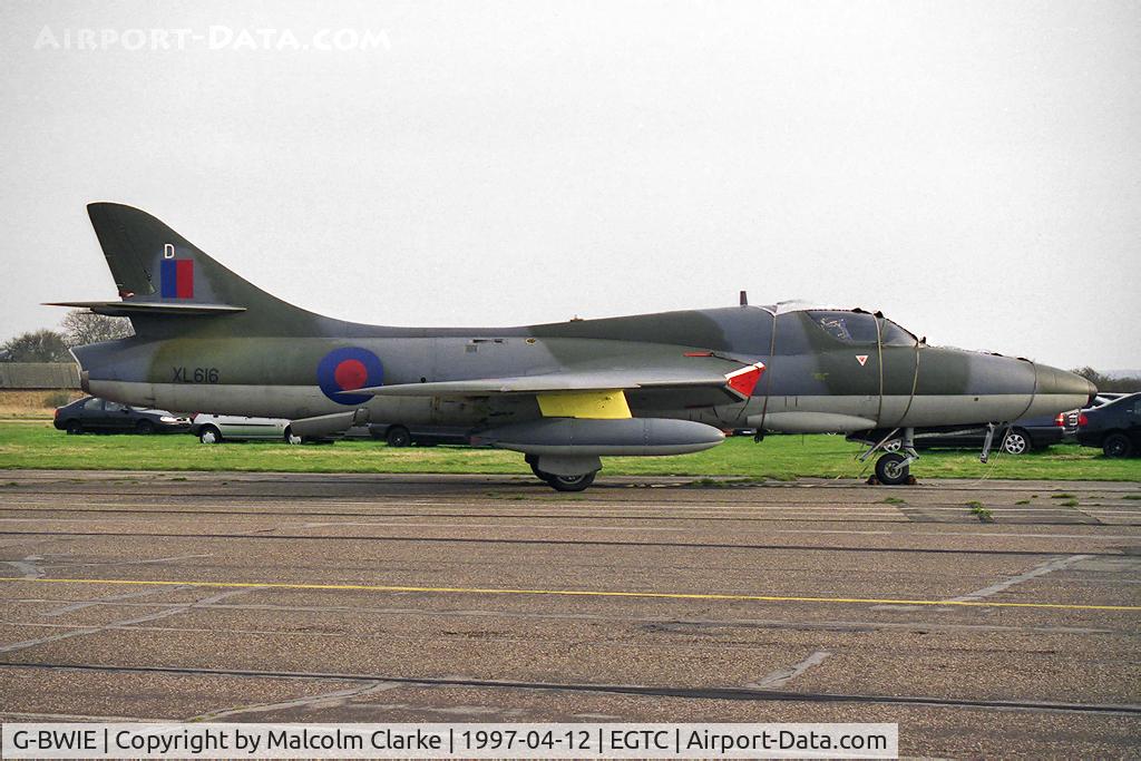 G-BWIE, 1959 Hawker Hunter T.7A C/N 41H-695448, Hawker Hunter T7A at Cranfield Airport in 1997.