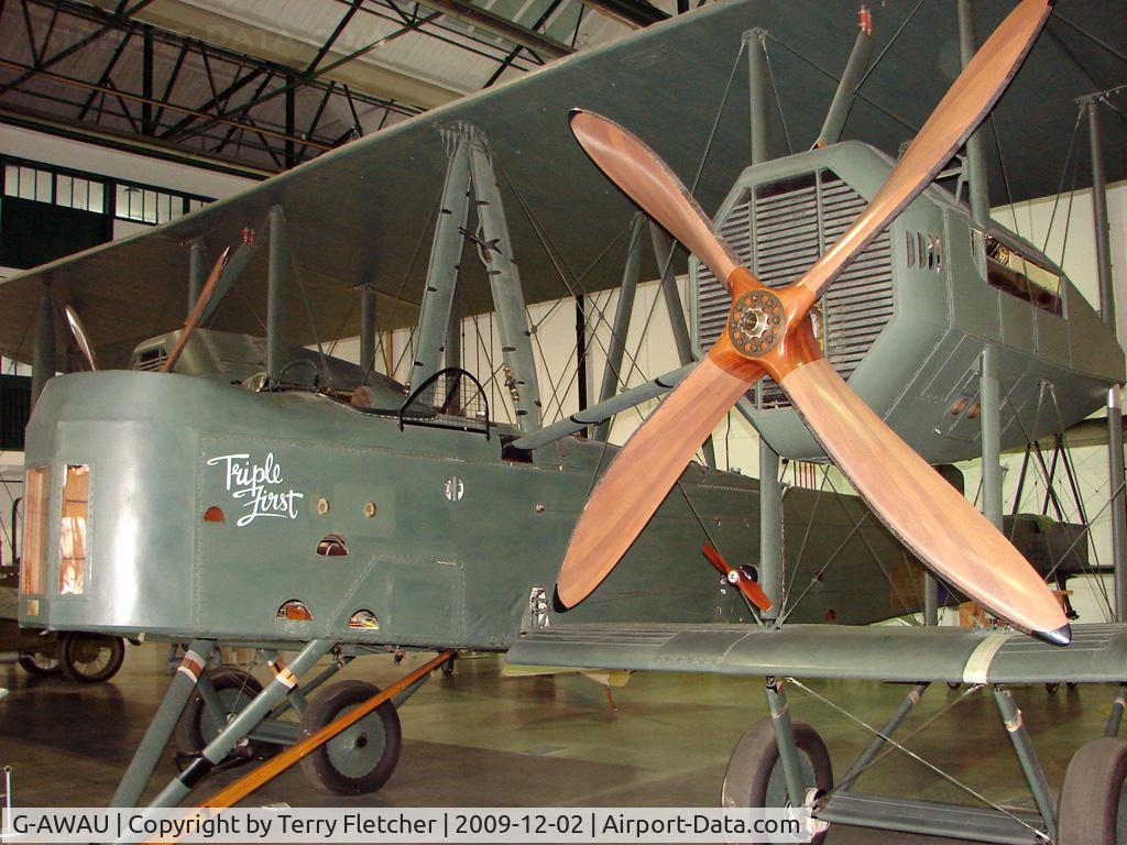 G-AWAU, Vickers FB-27A Vimy (replica) C/N VAFA02, exhibited in the RAF Museum Hendon , UK