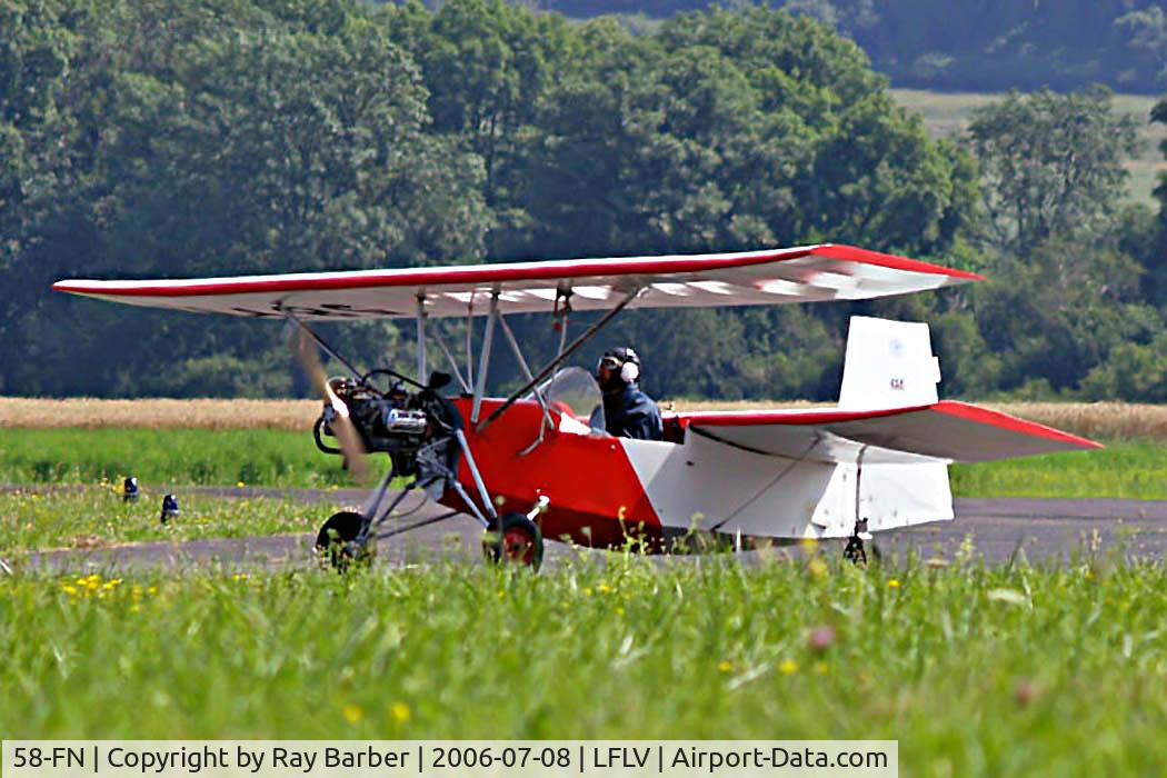 58-FN, Mignet HM.14 Pou-du-Ciel C/N Not found HBVG, Mignet HM.14 Pou-du-Ciel [Unknown] Vichy~F 08/07/2006. Seen taxiing in at Vichy France 2006