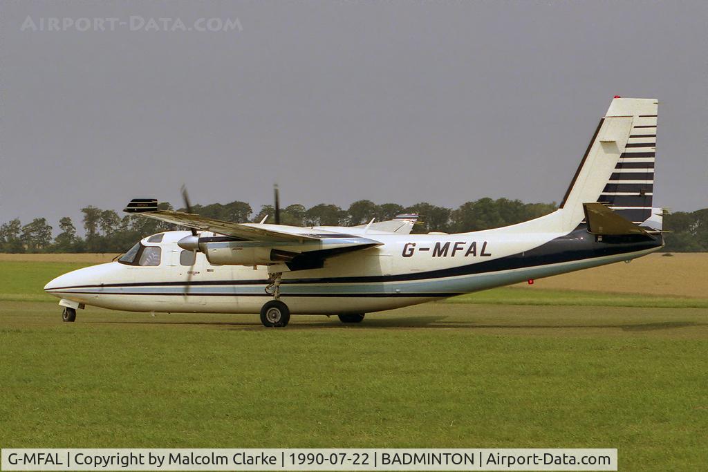 G-MFAL, 1984 Gulfstream Aerospace 690D Commander C/N 15033, Gulfstream Aerospace 690D Jetprop 900 at Badminton Air Day, Badminton House in 1990.