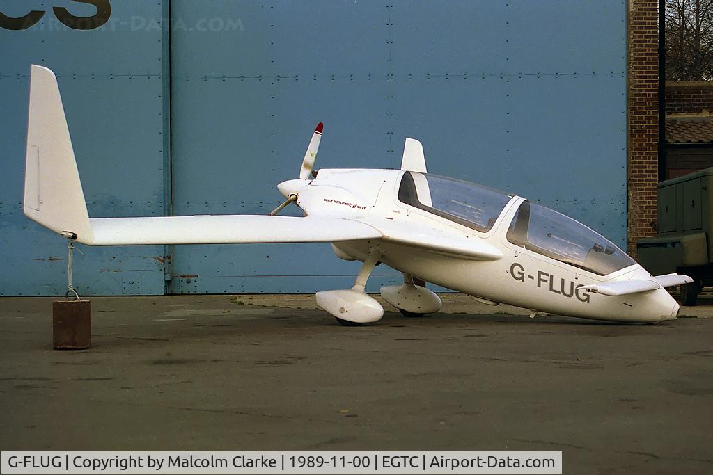 G-FLUG, 1989 Gyroflug SC-01B-160 Speed Canard C/N S-43, Gyroflug SC-01B-160 Speed Canard at Cranfield Airport. Previously D-EEGX and transferred to the Australian register in 1997.